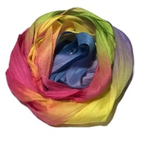 Image 1 of 10YD. HIPPIE BEADS HAND DYED SARI SILK RIBBON BY COLOR KISSED SILK