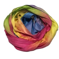 Image 3 of 10YD. HIPPIE BEADS HAND DYED SARI SILK RIBBON BY COLOR KISSED SILK