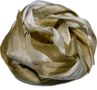 Image 2 of 10YD. BRONZE HAND DYED SARI SILK RIBBON BY COLOR KISSED SILK