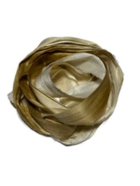 Image 1 of 10YD. BRONZE HAND DYED SARI SILK RIBBON BY COLOR KISSED SILK
