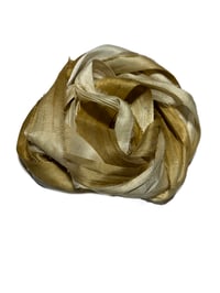 Image 4 of 10YD. BRONZE HAND DYED SARI SILK RIBBON BY COLOR KISSED SILK
