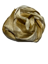 Image 5 of 10YD. BRONZE HAND DYED SARI SILK RIBBON BY COLOR KISSED SILK