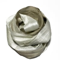 Image 1 of 10YD.  OLIVE BROWN HAND DYED SARI SILK RIBBON BY COLOR KISSED SILK