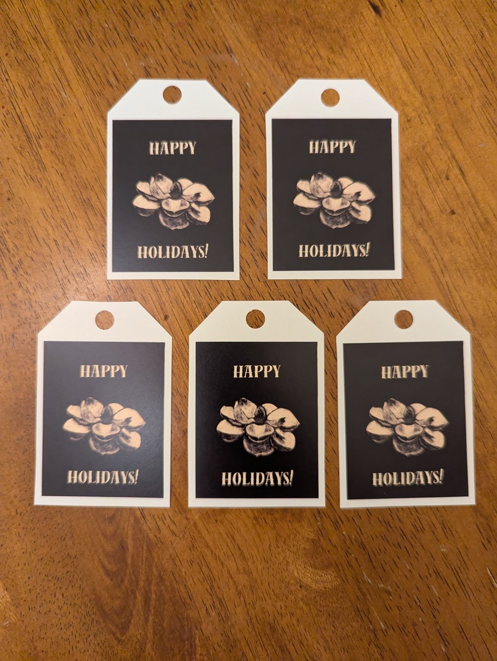 happy holidays! magnolia gift tags (set of 5)