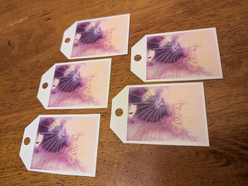 Season's Greetings! Abstract Purple gift tags (set of 5)