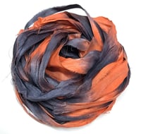 Image 1 of 10YD.  SPOOKY   HAND DYED SARI SILK RIBBON/HAND DYED SILK