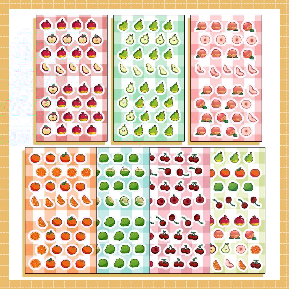 Image of animal crossing friut stickers
