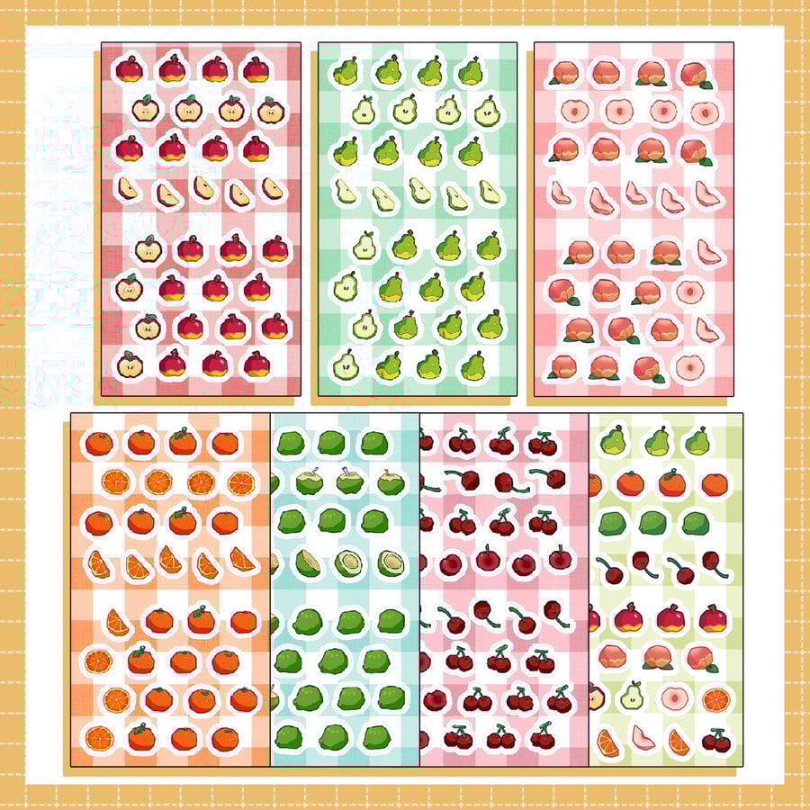 Image of animal crossing friut stickers