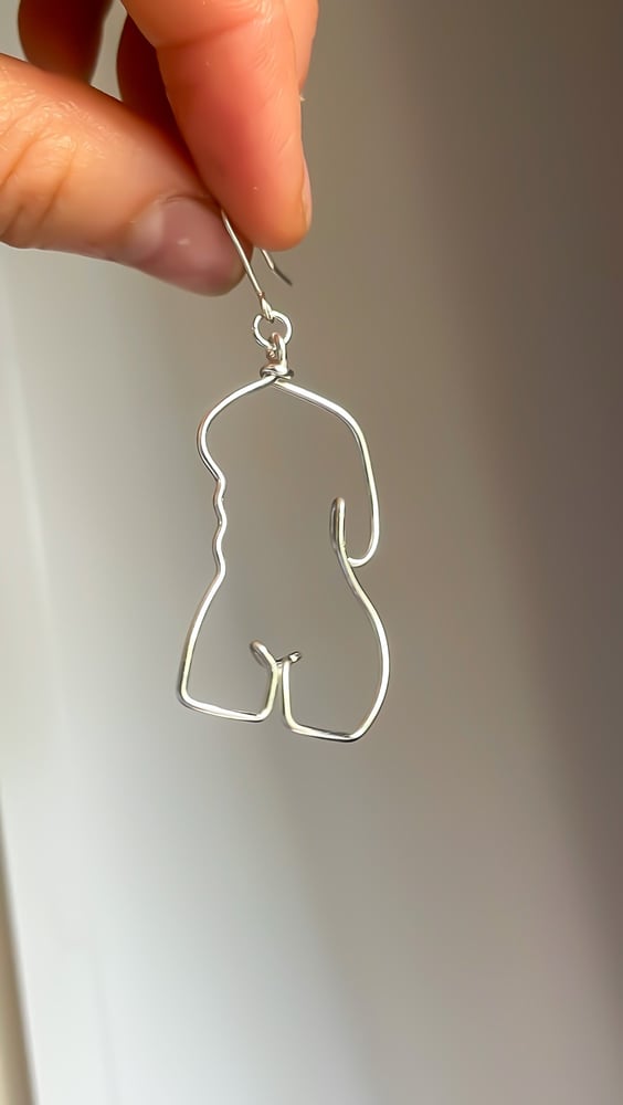 Image of Female body earrings, Lightweight Handmade Unique Wire Jewelry, Feminist art, Baddie Jewelry, Wom...