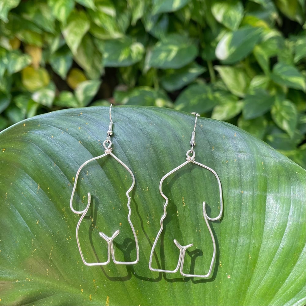 Image of Female body earrings, Lightweight Handmade Unique Wire Jewelry, Feminist art, Baddie Jewelry, Wom...