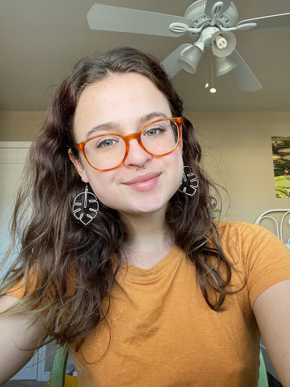 Image of Lightweight Handmade Unique Wire Earrings, Monstera Leaf Earrings, Nature Earrings