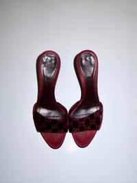 Image 1 of Gucci x Tom Ford Burgundy Velvet GG Mules - US7