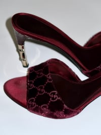 Image 7 of Gucci x Tom Ford Burgundy Velvet GG Mules - US7