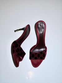 Image 4 of Gucci x Tom Ford Burgundy Velvet GG Mules - US7