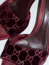 Image 2 of Gucci x Tom Ford Burgundy Velvet GG Mules - US7