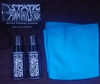 Static Annihilator Record Cleaning Solution (Two 2 oz Bottles, Sticker + Microfiber Cloth)