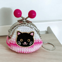 Pink Coin Purse with A Black Cat