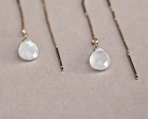 Image of 9ct gold box chain Moonstone  drop earrings