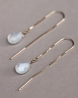 Image of 9ct gold box chain Moonstone  drop earrings