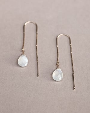 Image of 9ct gold box chain Moonstone  drop earrings