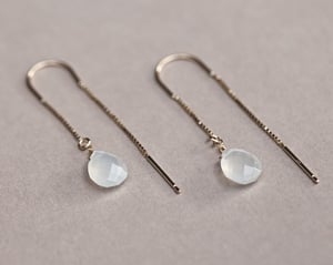 Image of 9ct gold box chain Moonstone  drop earrings