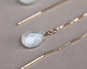 Image of 9ct gold box chain Moonstone  drop earrings