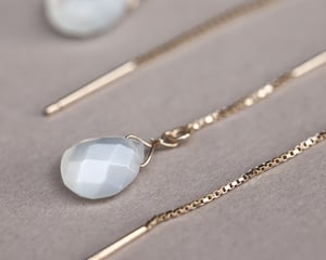 Image of 9ct gold box chain Moonstone  drop earrings