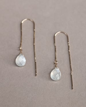 Image of 9ct gold box chain Moonstone  drop earrings