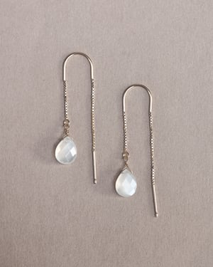 Image of 9ct gold box chain Moonstone  drop earrings