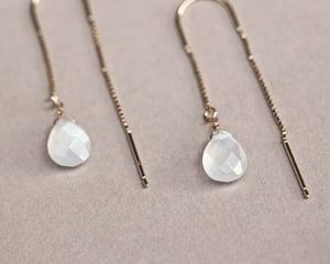 Image of 9ct gold box chain Moonstone  drop earrings