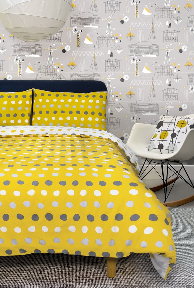 Image of Dotty Duvet Cover Set - Mustard