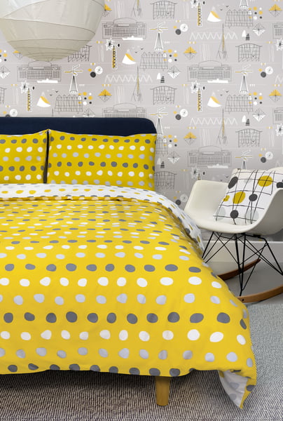 Image of Dotty Duvet Cover Set - Mustard