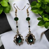 Image 1 of Golden Rhinestone Teardrop Earrings