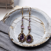 Image 3 of Golden Rhinestone Teardrop Earrings
