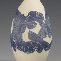 Image 4 of Blue flutter butterflies sgraffito vessel