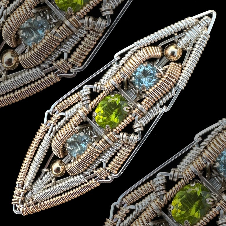 Image of Peridot and 2 x Aquamarine Pendant