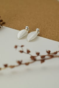 Image 1 of Large Silver Fold Leaf drop earring with detachable studs 