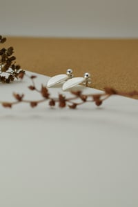 Image 2 of Large Silver Fold Leaf drop earring with detachable studs 