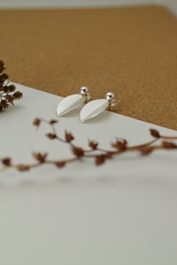 Image 4 of Large Silver Fold Leaf drop earring with detachable studs 
