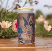 Floral Libby Can Glass Eight