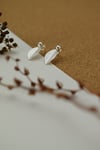 Small silver leaf drop earrings, Fold collection