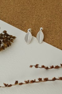 Image 4 of Small silver leaf drop earrings, Fold collection