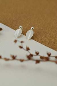Image 2 of Small silver leaf drop earrings, Fold collection