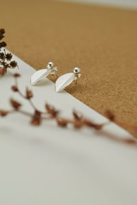 Image 5 of Small silver leaf drop earrings, Fold collection