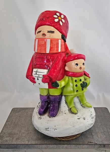 Image of Vintage Paper Mache Musical Christmas Carolers