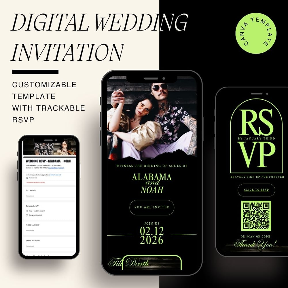 Image of Neon Digital Wedding Invite with trackable RSVP