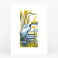 Image 1 of Grey Heron silkscreen print
