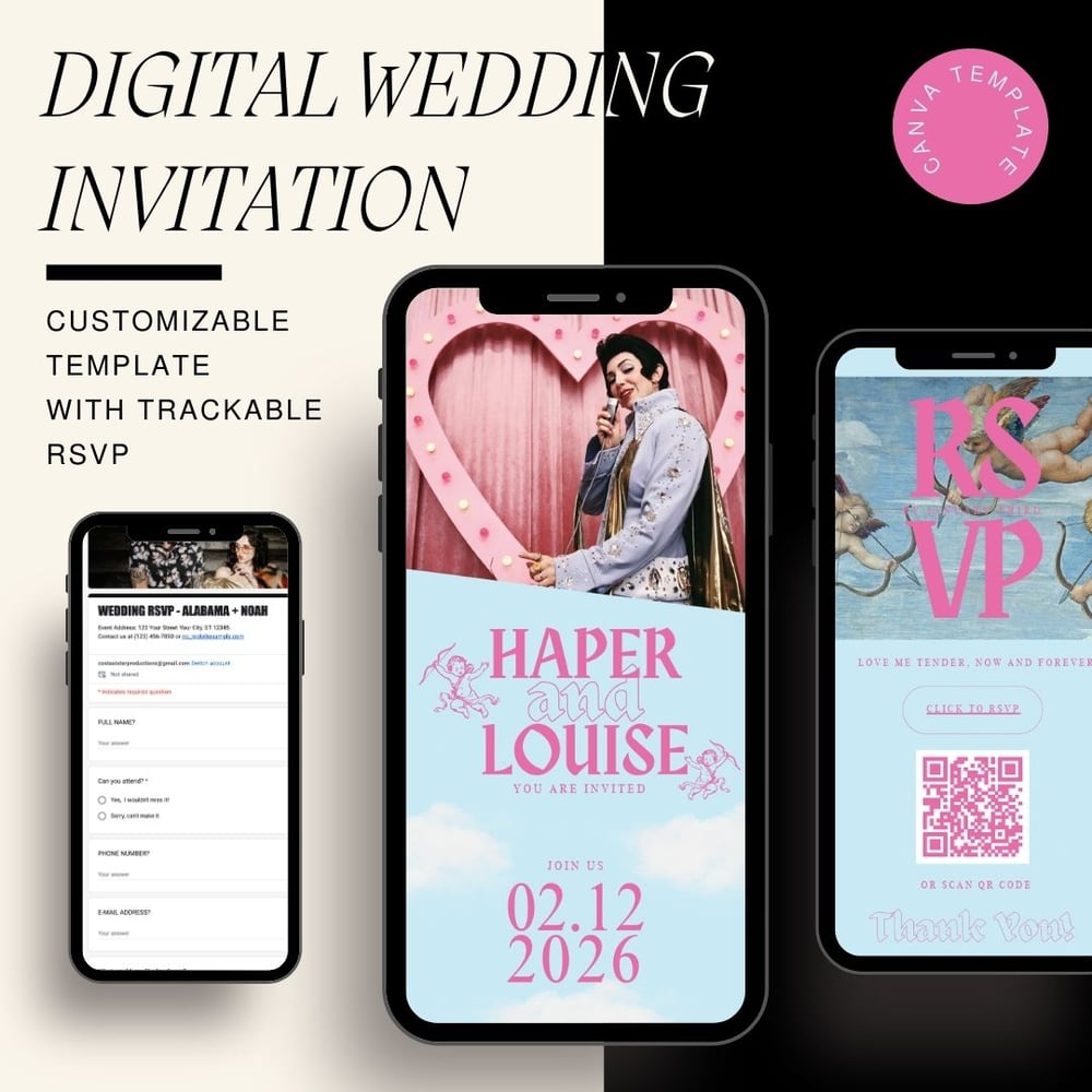 Image of Cupid Elvis Digital Wedding Invite with Trackable RSVP