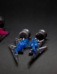 Image 2 of BOLT - Double Flare Dangle Plugs - Stretched Ears - Lightening Bolt Earrings - PAIR of plugs