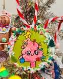 Happy Pink tree - hand embellished ornament